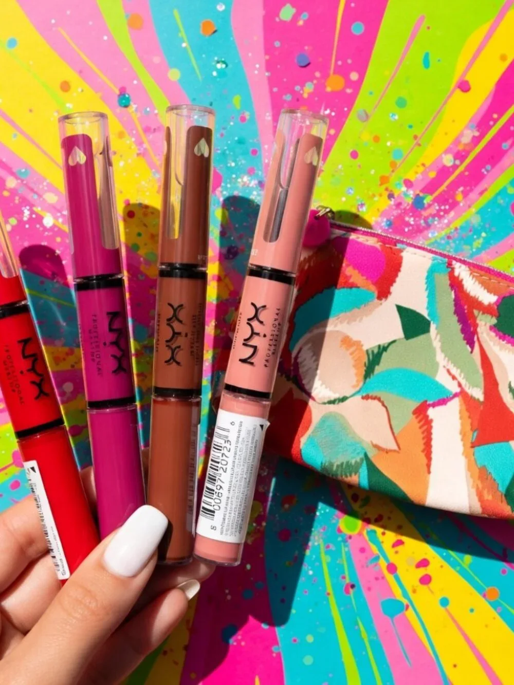 Shine Out Loud NYX Bag Curated 4pc Liquid Lipstick Set + Makeup Pouch New Sealed